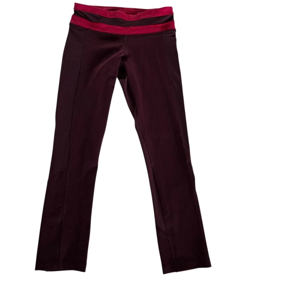 Lululemon Athletica Burgundy Magenta Cropped‎ Yoga Leggings Size 2 WL6